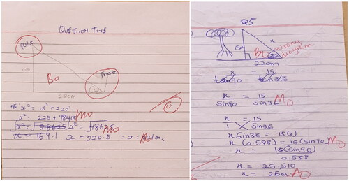 Figure 5. Work produced by students that exhibits comprehension errors. Source: (Field data, 2024).