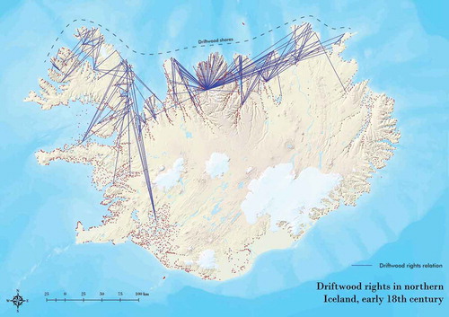 Figure. 8. Driftwood access rights to the shores of northern Iceland. Source: Maps produced using basemap data from Landmælingar Íslands.