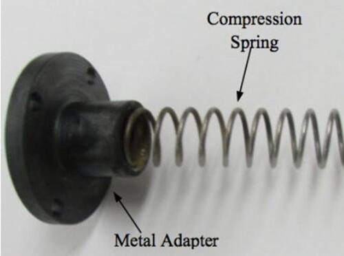Figure 2 The compression spring of the DTEM attached to the metal adapter.