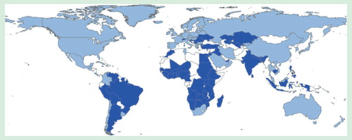Figure 2. Sixty-five countries using VigiFlow December 2014 (in dark).