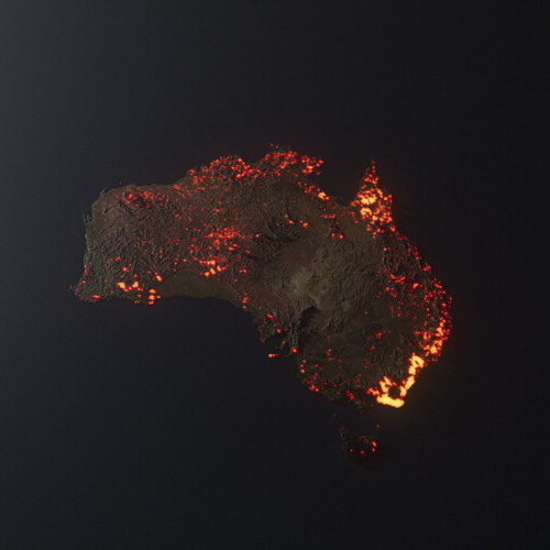 Figure 3. Australia is Burning / A 3D Visualization (2019) (available at https://anthonyhearsey.com/australia-is-burning-a-3d-visualisation) by Anthony Hearsey. Reproduced courtesy of the artist.