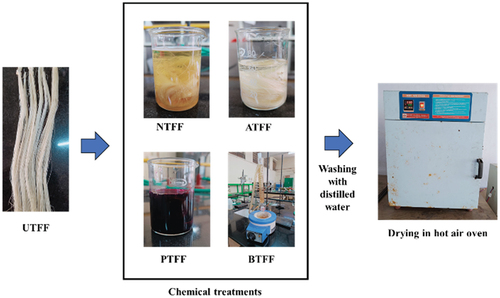 Figure 2. The chemical treatment process of FF fiber.