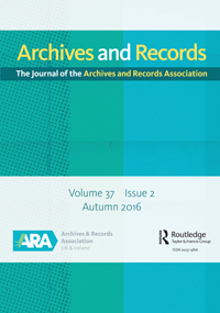 Cover image for Archives and Records, Volume 37, Issue 2, 2016