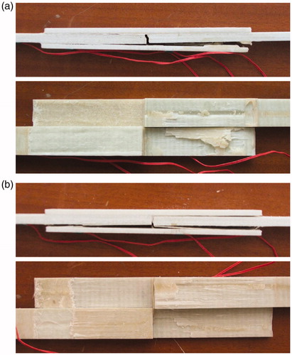 Figure 10. Typical failure during the test: (a) TLC failure, (b) LFT failure.