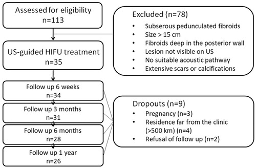 Figure 1. Consort diagram of HIFU-treated patients with uterine fibroids.