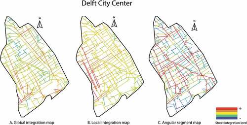 Figure 3. Street integration map of delft city center.