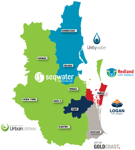 Figure 4. Water utilities supplying South East Queensland.