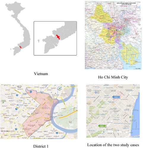 Figure 1. Location of the two case studies in District 1, HCMC, Vietnam.