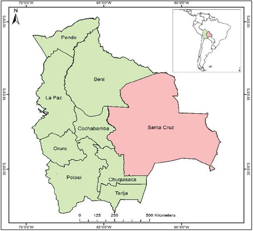Figure 1. The Santa Cruz Department in Bolivia, South America.