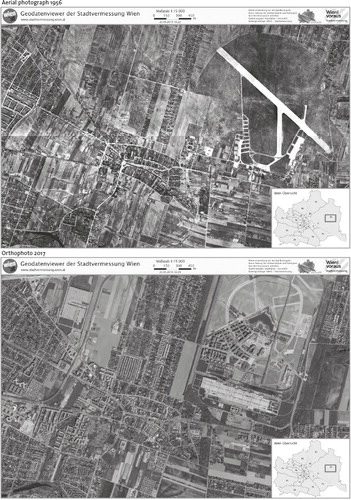 Fig. 3. Physical transformation of the Aspern area (1954-2017). (Source: City of Vienna Citation2019d)