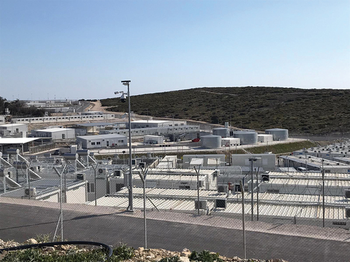 Figure 1. Samos Closed Controlled Access Centre, 24 March 2022. Image source: Deportation Monitoring Aegean. https://dm-aegean.bordermonitoring.eu/2022/03/24/the-dystopia-in-form-of-a-camp-the-closed-controlled-access-centre-of-samos.
