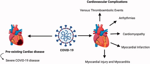 Figure 1. Cardiovascular complications of COVID-19. Original illustration created using BioRender.