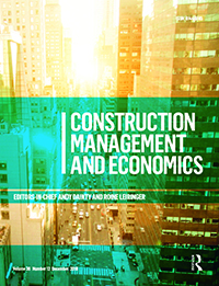Cover image for Construction Management and Economics, Volume 36, Issue 12, 2018