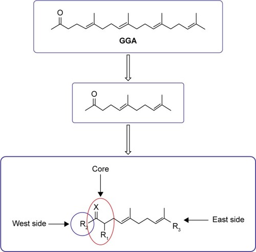 Figure 1 Design and synthesis of a compound library based upon GGA/GA.