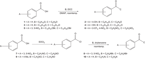 Scheme 1.  Route to preparation of benzoic acid derivatives by reaction with B.