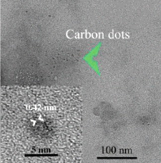 Figure 8. Representative TEM image of carbon dots from light brown supernatant.
