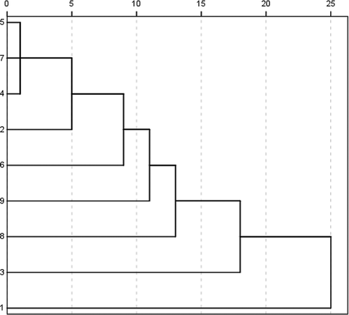 Figure 2. Dendrogram with average linkage (among groups).