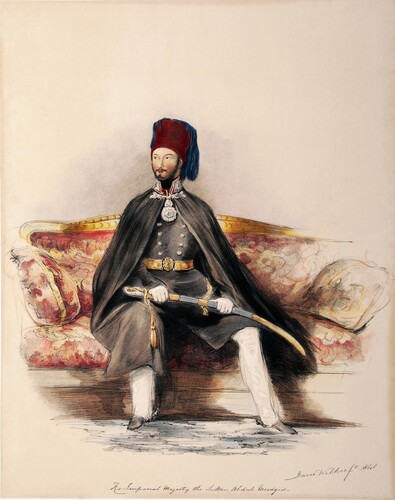 Figure 10. Print from Sir David Wilkie’s Sketches in Turkey, Syria, & Egypt, 1840 & 1841 (London: C. Hullmandel, 1843), folio, tinted lithographed title finished by hand in colour, 54.6 × 44 cm. Courtesy of Lusail Museum, Qatar Museums, Doha, 2022 [LB.180].