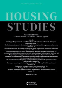 Cover image for Housing Studies, Volume 39, Issue 1, 2024