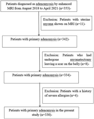 Figure 1. The process of patient selection was shown, with the final number of patients as 330.