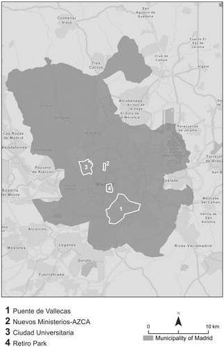 Figure 1. Study zones to be analysed within the municipality of Madrid. Source: Own elaboration.