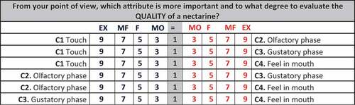 Figure 4. A. Example of questions each taster received for the first level of attributes.