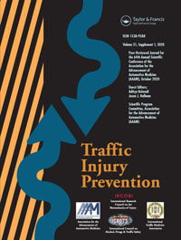 Cover image for Traffic Injury Prevention, Volume 21, Issue sup1, 2020