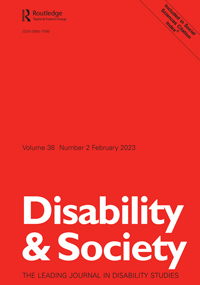 Cover image for Disability & Society, Volume 38, Issue 2, 2023