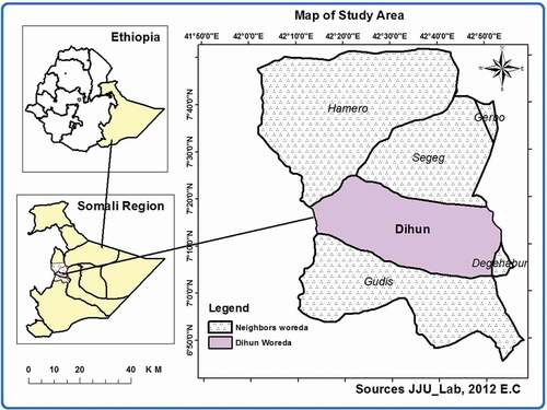 Figure 1. Map of Study area (Source: Jigjiga University lab)