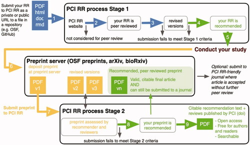 Figure 3. Process of PCI RR track. Figure reproduced from https://rr.peercommunityin.org/about/about, without adaptations, under a CC-BY 4.0 license.