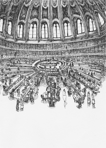 Figure 5. The Reading Room. Drawing: Catherine Hahn 2020.