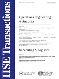 Cover image for IISE Transactions, Volume 52, Issue 10, 2020