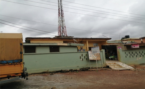 Installed masts close to a clinic at Oforikrom.