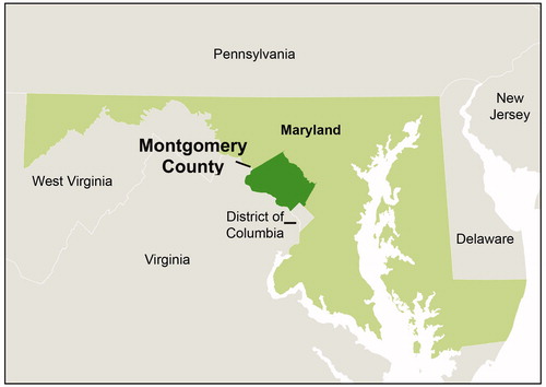 Figure 1 Montgomery County, Maryland, and surrounding states.