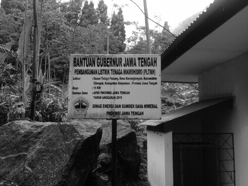 Figure 3 Micro-hydro funding declaration in Karangtengah (photo by the authors).