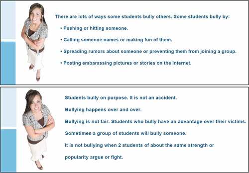 FIGURE 2a and 2b Definition of bullying provided in the survey.