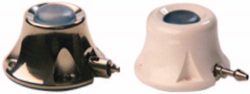 Figure 1. Examples of a metallic and silicone port-a-cath which can be implanted in patients treated with hyperthermia [Citation6].