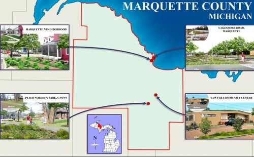 Figure 3. Locations of key climate concerns in Marquette County.Source: Original work of Michigan State University.