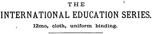 Figure 2. Title page announcing ‘the international education series’.