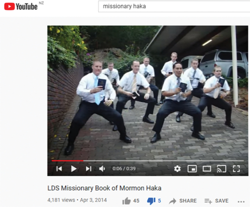 Figure 2. A screenshot of a copycat video of the Mormon missionary haka from a different missionary group; location unknown.Footnote5