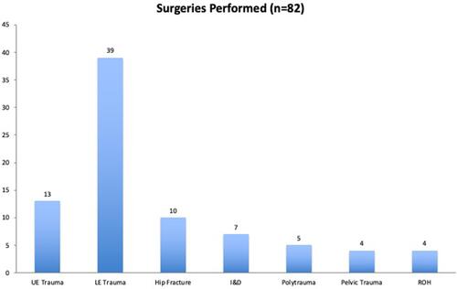 Figure 2 Types of surgical cases performed during the study period.