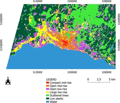 Figure 9. Final LCZ map obtained using PRISMA imagery (majority voting applied to the four PRISMA images). Band combination: First 10 Principal Components. CRS: WGS84/UTM zone 32N.