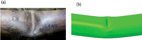 Figure 7. Comparison of failure mode between test and simulation (S2N1). (This figure is available in colour online.)