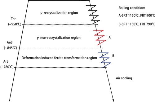 Figure 41. Schematic diagram of processing route of experimental steel [Citation238].