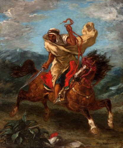 Figure 13. Eugène Delacroix, Un Cavalier Arabe au Galop [Arab Horseman at the Gallop], 1849, 54 × 45.1 cm. Courtesy of Lusail Museum, Qatar Museums, Doha, 2022 [OM.1].