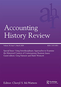 Cover image for Accounting History Review, Volume 30, Issue 1, 2020