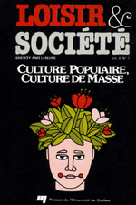 Cover image for Loisir et Société / Society and Leisure, Volume 4, Issue 1, 1981