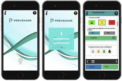 Figure 1 Screenshots from the Prevexair app on a smartphone.