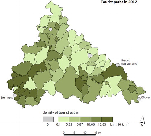 Figure 2. Density of tourist paths in 2012.