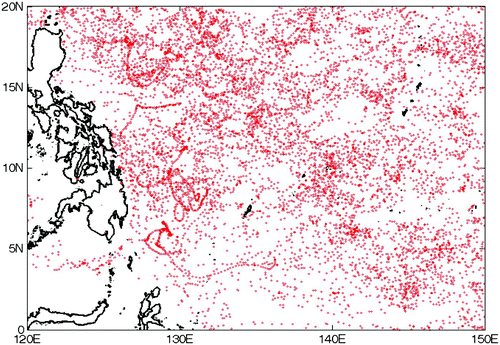 Fig. 2 Spatial distribution of Argo floats during the 2004–08 period. (There are a total of 826550 T-S profiles.).